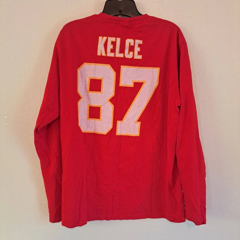 Fanatics Kansas City Chiefs Travis Kelce 87 Long‎ Sleeve T-Shirt Mens Large Red